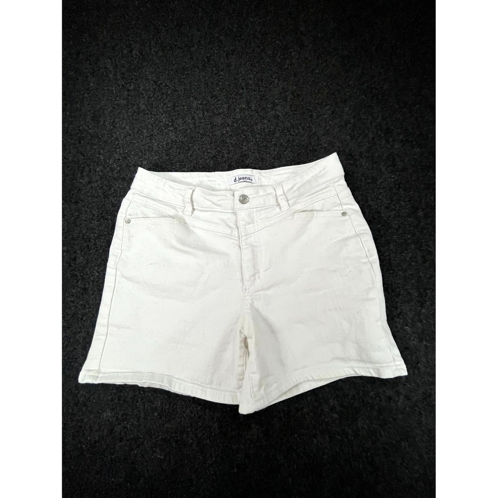 D.Jeans Bermuda Shorts Womens 6 White Denim Cotton Stretch 5-Pockets Mid Rise
